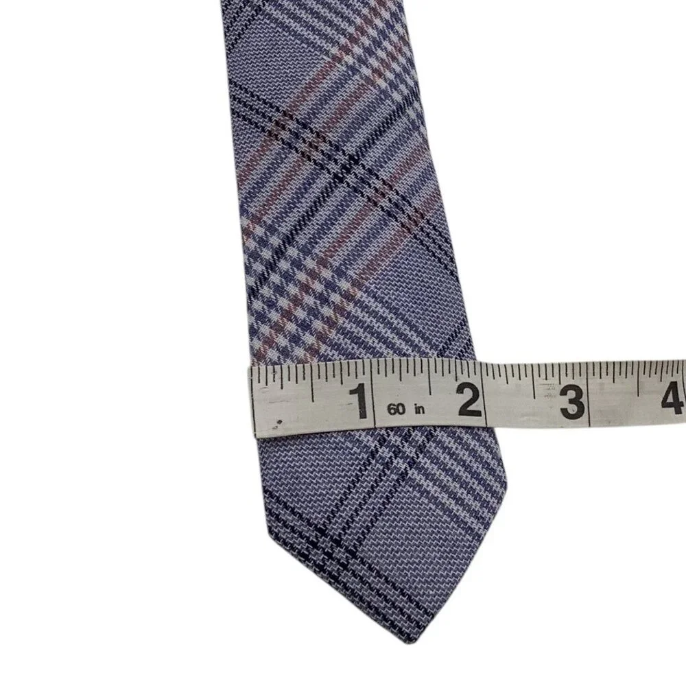 Skinny Tie Madness Blue Plaid Neck‎ Tie Men Style SKM3224 